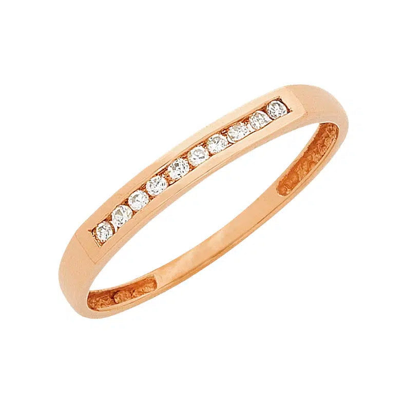 Rose gold diamond channel set ring