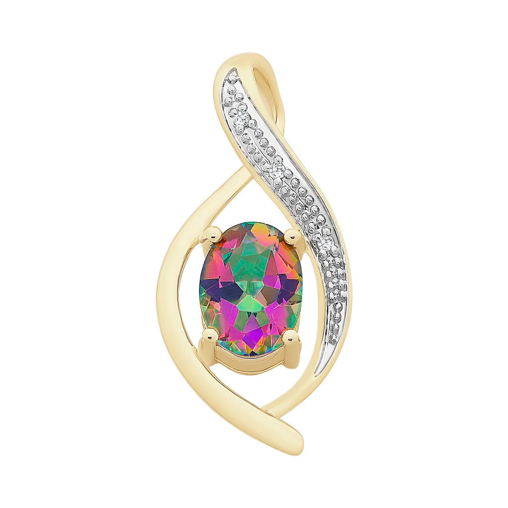 Mystic Topaz & Diamond Pendant