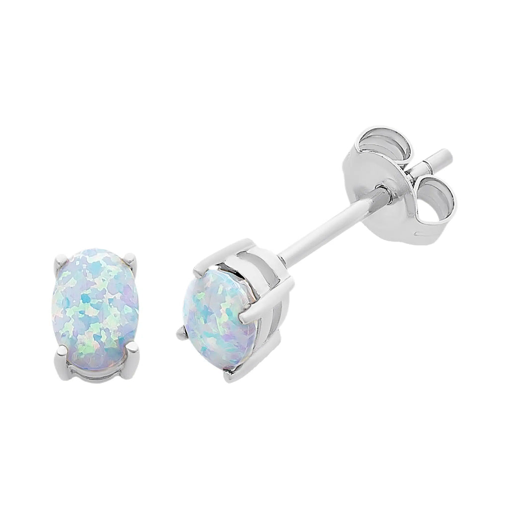 Silver Opal Studs