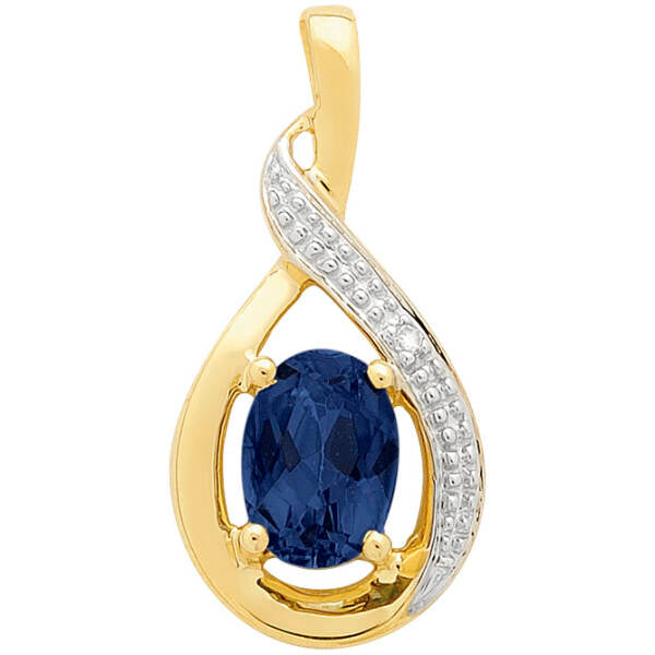 Created Sapphire & Diamond pendant