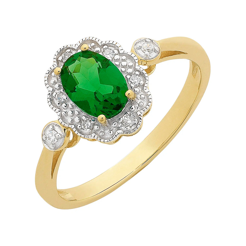Created Emerald & Diamond ring