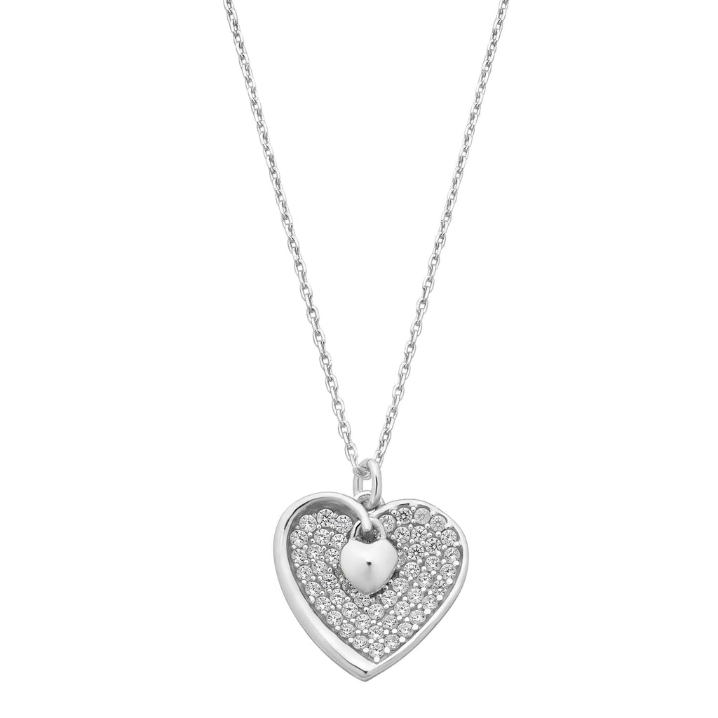Silver CZ Heart Necklace