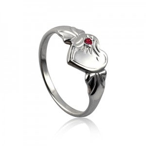 Sterling Silver Birthstone Heart Ring